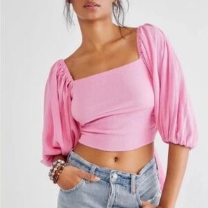 Jen's Pirate Booty Pink Puff Sleeve Top
